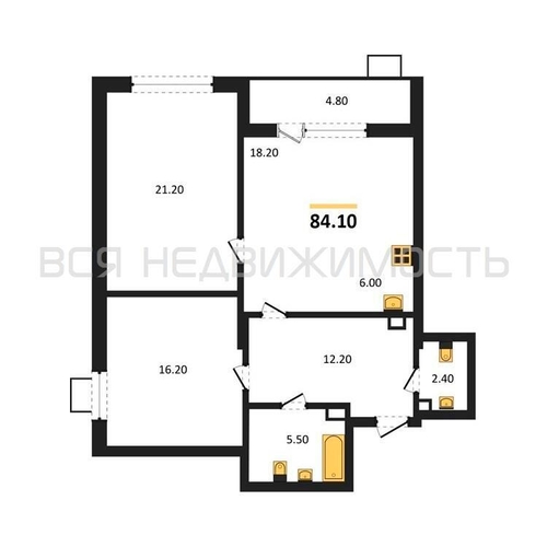 2-комнатная квартира, 84.1кв.м - изображение 0