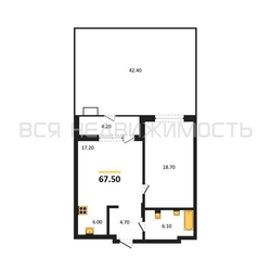 1-комнатная квартира, 67.5кв.м - изображение 1