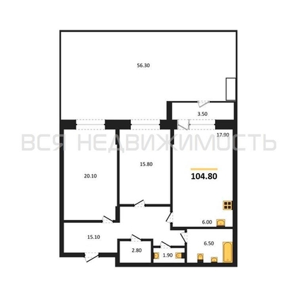 2-комнатная квартира, 104.8кв.м - изображение