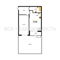 1-комнатная квартира, 73кв.м - изображение 1