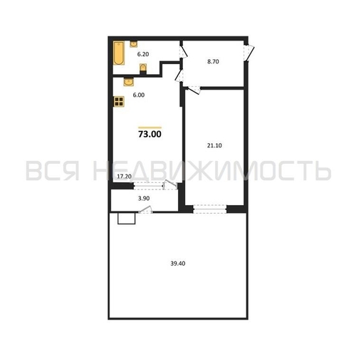 1-комнатная квартира, 73кв.м - изображение 0