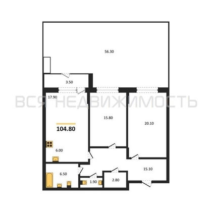 2-комнатная квартира, 104.8кв.м - изображение