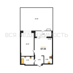 1-комнатная квартира, 67.5кв.м - изображение 1