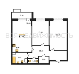 2-комнатная квартира, 87.6кв.м - изображение 1