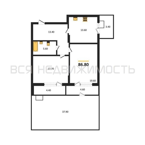2-комнатная квартира, 86.8кв.м - изображение 0