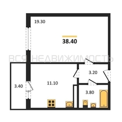 1-комнатная квартира, 38.4кв.м - изображение 1