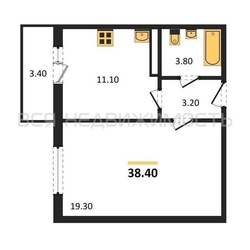 1-комнатная квартира, 38.4кв.м - изображение 1