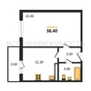 1-комнатная квартира, 38.4кв.м - изображение 1