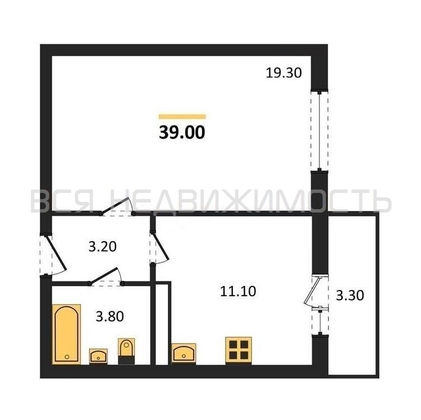1-комнатная квартира, 39кв.м - изображение
