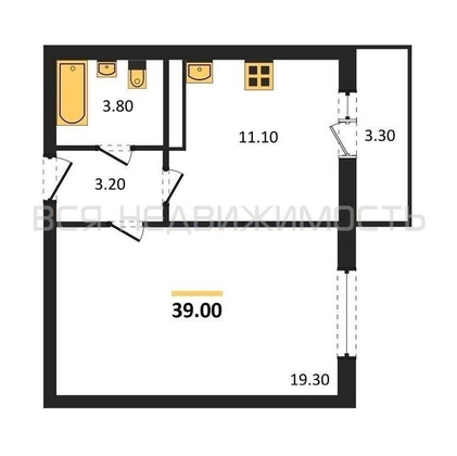 1-комнатная квартира, 39кв.м - изображение