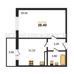 1-комнатная квартира, 38.4кв.м - изображение 1