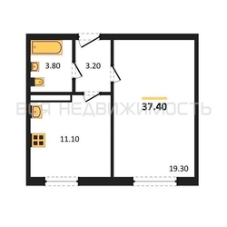 1-комнатная квартира, 37.4кв.м - изображение 1