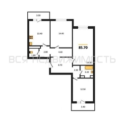 3-комнатная квартира, 85.7кв.м - изображение 1
