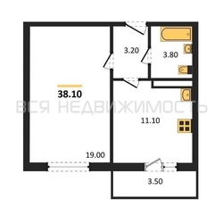 1-комнатная квартира, 38.1кв.м - изображение 1
