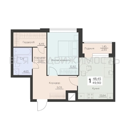 1-комнатная квартира, 49.9кв.м - изображение 1