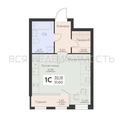 квартира-студия, 31,6кв.м. - изображение 1