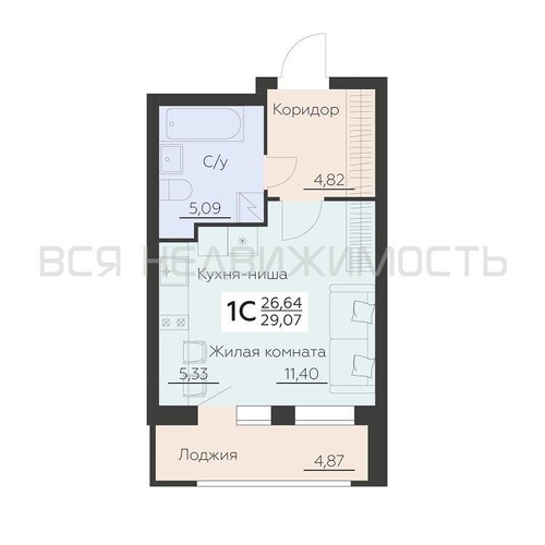 квартира-студия, 29,07кв.м. - изображение 0