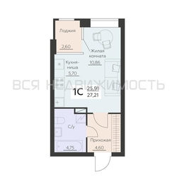 квартира-студия, 27,21кв.м. - изображение 1