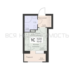 квартира-студия, 18,42кв.м. - изображение 1