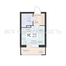 квартира-студия, 20,37кв.м. - изображение 1