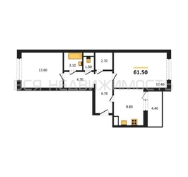 2-комнатная квартира, 61.5кв.м - изображение 1