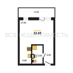 квартира-студия, 29,52кв.м. - изображение 1