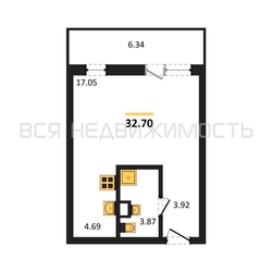 квартира-студия, 29,53кв.м. - изображение 1