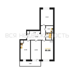 3-комнатная квартира, 80.86кв.м - изображение 1
