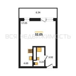 квартира-студия, 28,88кв.м. - изображение 1