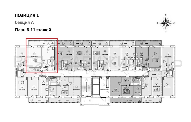 1-комнатная квартира, 44.08кв.м - изображение 1