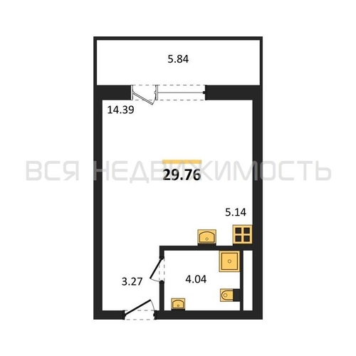 квартира-студия, 26,84кв.м. - изображение 0