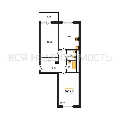 2-комнатная квартира, 67.2кв.м - изображение