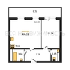 1-комнатная квартира, 49.31кв.м - изображение 1