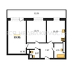 2-комнатная квартира, 59.91кв.м - изображение 1
