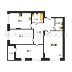 3-комнатная квартира, 75.8кв.м - изображение 1