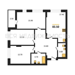 3-комнатная квартира, 83.5кв.м - изображение 1
