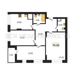3-комнатная квартира, 74.5кв.м - изображение 1