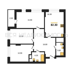 3-комнатная квартира, 82.3кв.м - изображение 1