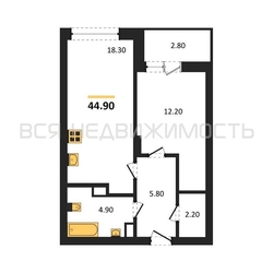1-комнатная квартира, 44.9кв.м - изображение 1