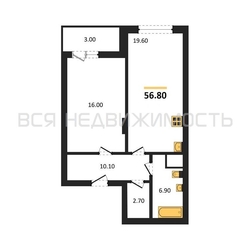 1-комнатная квартира, 56.8кв.м - изображение 1