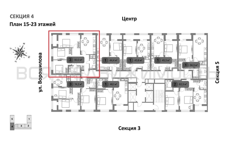 3-комнатная квартира, 82кв.м - изображение 1