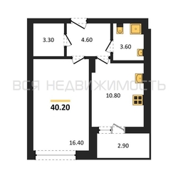 1-комнатная квартира, 40.2кв.м - изображение 1