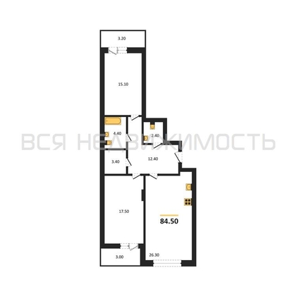 2-комнатная квартира, 84.5кв.м - изображение