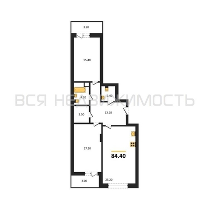 2-комнатная квартира, 84.4кв.м - изображение