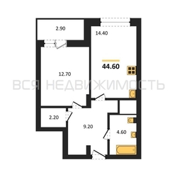 1-комнатная квартира, 44.6кв.м - изображение 1
