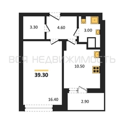 1-комнатная квартира, 39.3кв.м - изображение 1