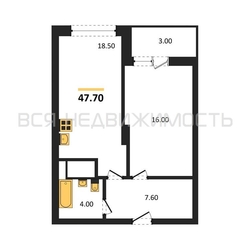 1-комнатная квартира, 47.7кв.м - изображение 1