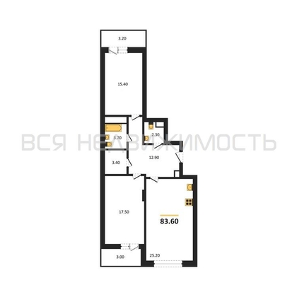 2-комнатная квартира, 83.6кв.м - изображение