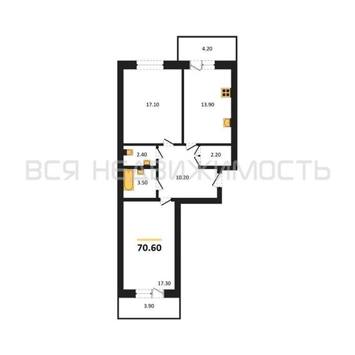 2-комнатная квартира, 70.6кв.м - изображение 0