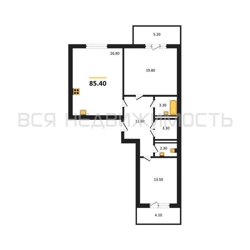 2-комнатная квартира, 85.4кв.м - изображение 0